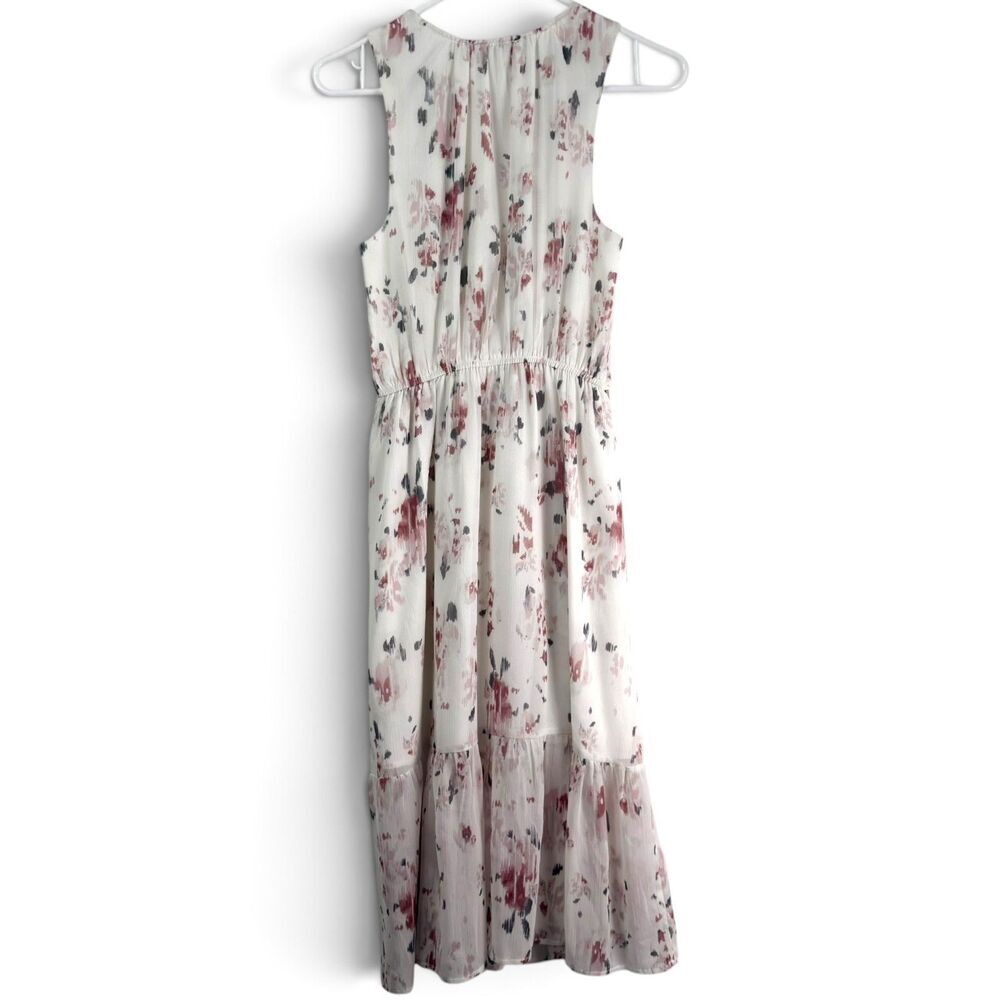 floral watercolor midi dress tiered v-neck romantic boho size small by black swa - Picture 3 of 6